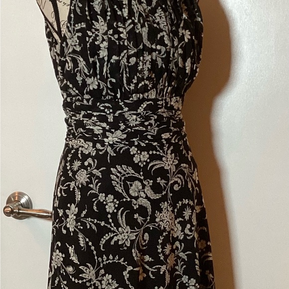 🩵NWT🩵 Studio 1940 Maxi Sleeveless Dress Womens 6 Black Floral Lined Tie Zipper - Picture 4 of 7